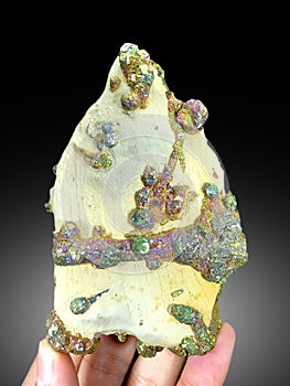 Rainbow Pyrite crystal on Matrix Mineral Specimen from Pakistan