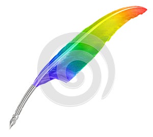 A rainbow quill isolated on white photo