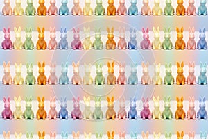 rainbow rabbits minimal glosy sculpture onpastel background.