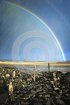 Rainbow and rain at Burry Port