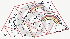 Rainbow Rain Clouds Cheerful Weather Theme, vector design Generative AI