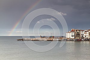 Rainbow after the rain, in a Costa Brava little town