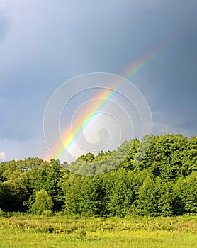 Rainbow in the rainy sky background
