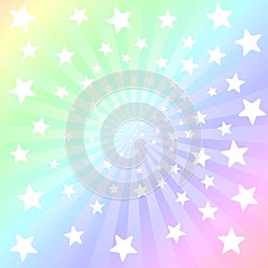 Rainbow rays and stars explosion background