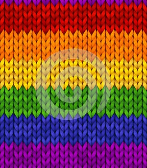 Rainbow realistic knit texture. Colorful seamless pattern for LGBT. Editable background for banner, site, card