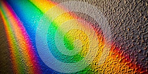 Rainbow reflective light on textured surface