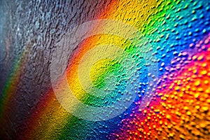 Rainbow reflective light on textured surface
