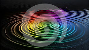 Rainbow Ripples on Dark Water Surface abstract gradient