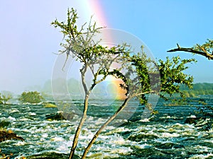 Rainbow on river