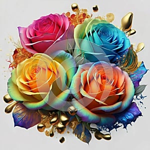 Rainbow Rose Bouquet: A Blossom of Chromatic Elegance