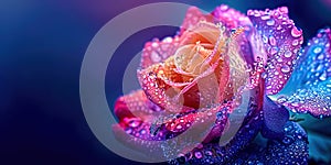 Rainbow rose with raindrops