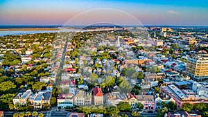 Rainbow Row in Charleston, South Carolina, USA