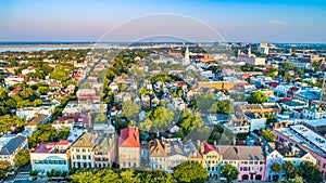 Rainbow Row in Downtown Charleston, South Carolina, USA