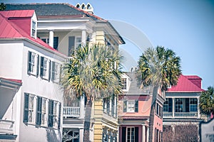 Rainbow row street in charleston south carolina