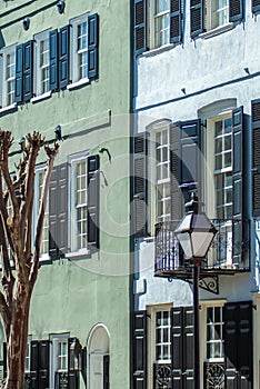 Rainbow row street in charleston south carolina