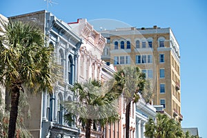 Rainbow row street in charleston south carolina