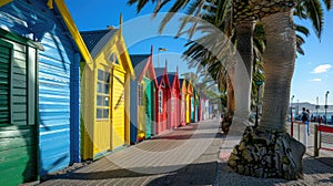 Rainbow Row: Vibrant Beach Huts Basking in the Sun