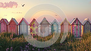 Rainbow Row: Vibrant Beach Huts Basking in the Sun