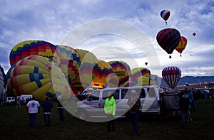 Rainbow Ryders Hot Air Balloons At Dawn At The Albuquerque Balloon Fiesta