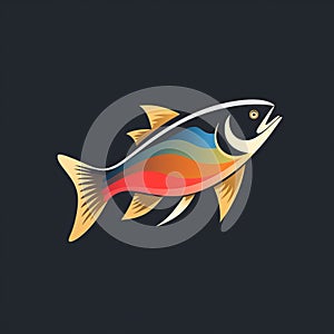 Rainbow Salmon Logo Illustration In Gold And Azure