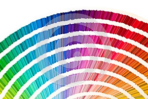 Rainbow sample colors catalogue in many shades of colors or spectrum isolated on white background. Color chart, sampler, palette.