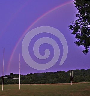 A rainbow scores a field goal