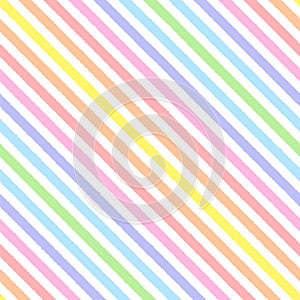 Rainbow seamless diagonal striped pattern, vector illustration. Seamless pattern with rough pastel colorful lines