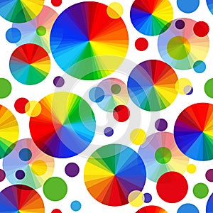 Rainbow seamless pattern of multi-colored balls