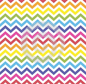 Rainbow seamless zigzag pattern, vector illustration. Chevron zigzag pattern with colorful lines. Rainbow background