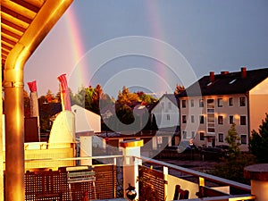 Rainbow seen from balcony