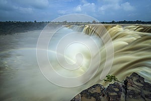 Rainbow seen in chitrakoot waterfall on a sunny day near jagdalpur,Chattisgarh,India