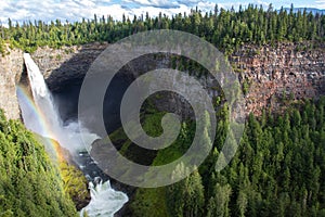 Rainbow shining at Helmcken Falls in Wells Gray Provincial Park near Clearwater, British Columbia, Canada Helmcken Falls is a 141