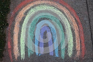 Rainbow sidewalk chalk art