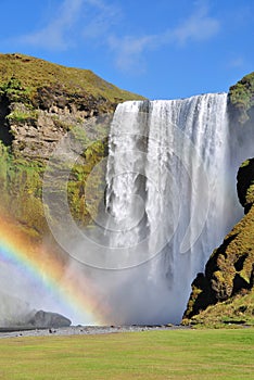 Rainbow at Skogafoss Iceland.