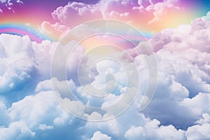 Rainbow sky clouds color. Generate Ai