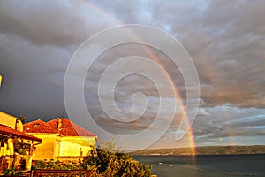 Rainbow on the sky over the sea