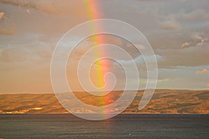 Rainbow on the sky over the sea