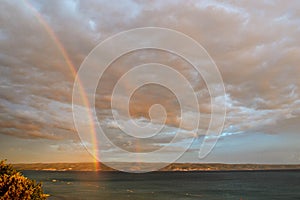 Rainbow on the sky over the sea