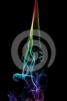 Rainbow Smoke Trail on Black Background