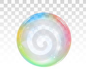 Rainbow soap bubble on a transparent background. Vector illustration