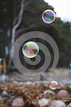 Rainbow soap bubbles