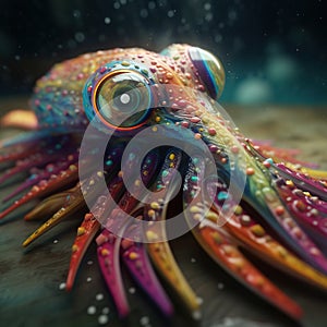 Rainbow space squid. Generative AI