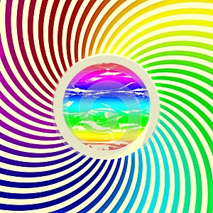 Rainbow spectrum color full sun rays background - swirl dynamic sun