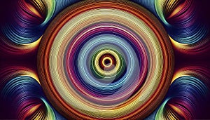 A rainbow spectrum gradient circle seamless pattern, Ai generated image