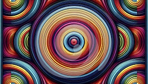 A rainbow spectrum gradient circle seamless pattern, Ai generated image