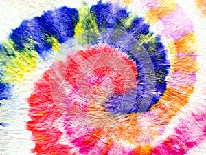 Rainbow Spiral Tie Dye Batik. White Swirl Watercolor Drawing. Coral Aquarelle Texture. Mauve Grungy Paint. Colorful Hippie Backgro