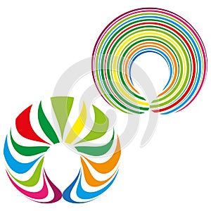 Rainbow spiral vector. Multicolor swirl icon. Abstract circular shape. White background pattern.