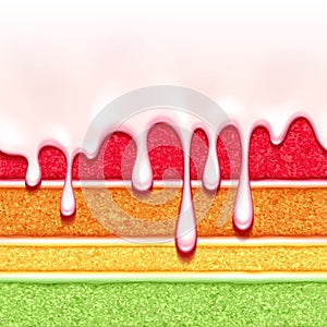 Rainbow sponge cake background. Colorful seamless texture.