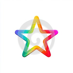 Rainbow Star Shape on White Background
