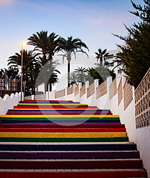 Rainbow Steps leading to Playa Torrecilla, Nerja, Spain photo